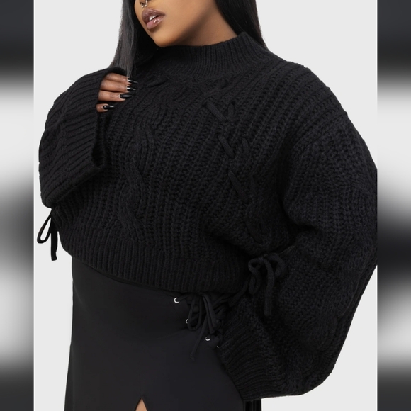 Killstar Black Cable Knit Sweater - Picture 8 of 9